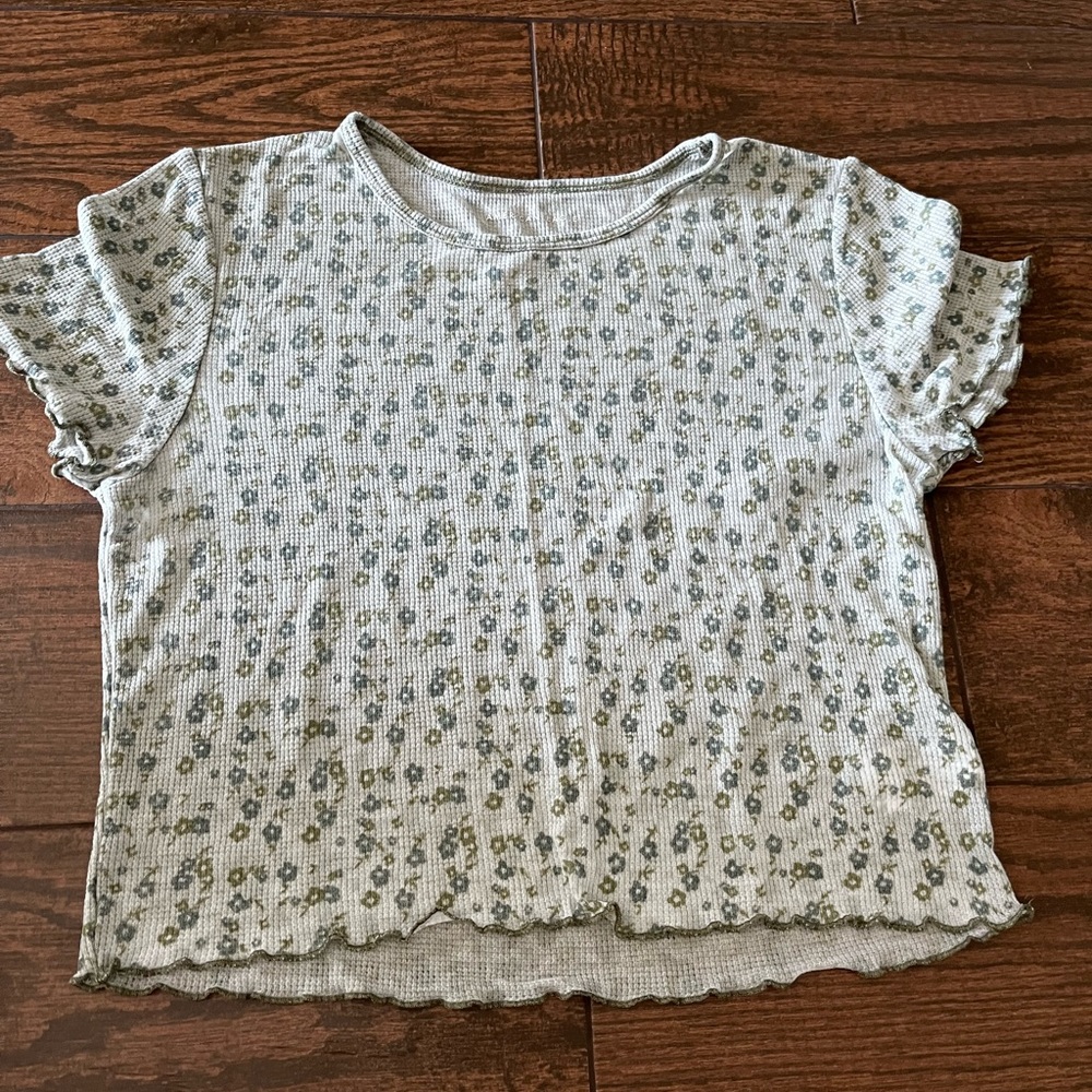 Green flower summer top
